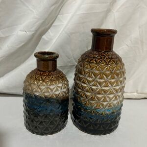 Brown and Blue Textured Vases